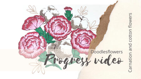 Red carnations and cotton flower piece